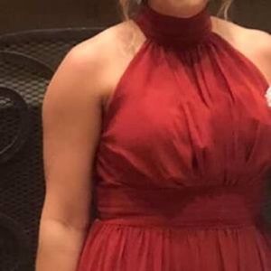 Burnt orange long chiffon dress